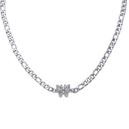 Women's Diamond Butterfly Clavicle Chain Hip Hop Cool Necklaces