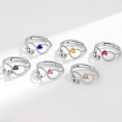 Simple Personality Spinning Female Birthstone Decompression Rings