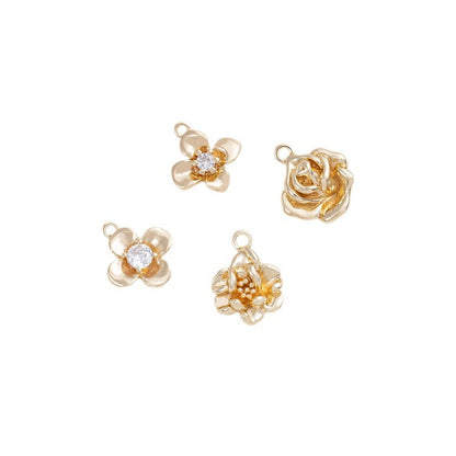 Gold-plated Color Retention Four-leaf Clover Flower Rose Bud Pendants