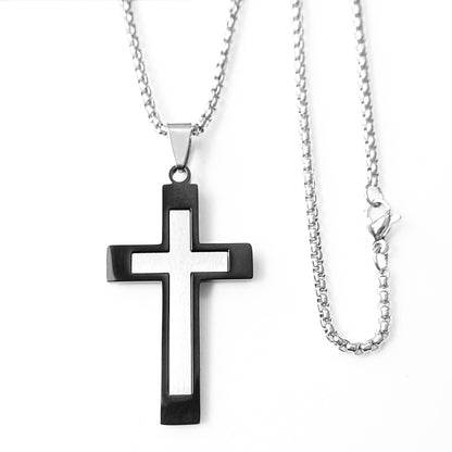 Men's Steel Cross Shelf Punk Trendy Titanium Necklaces