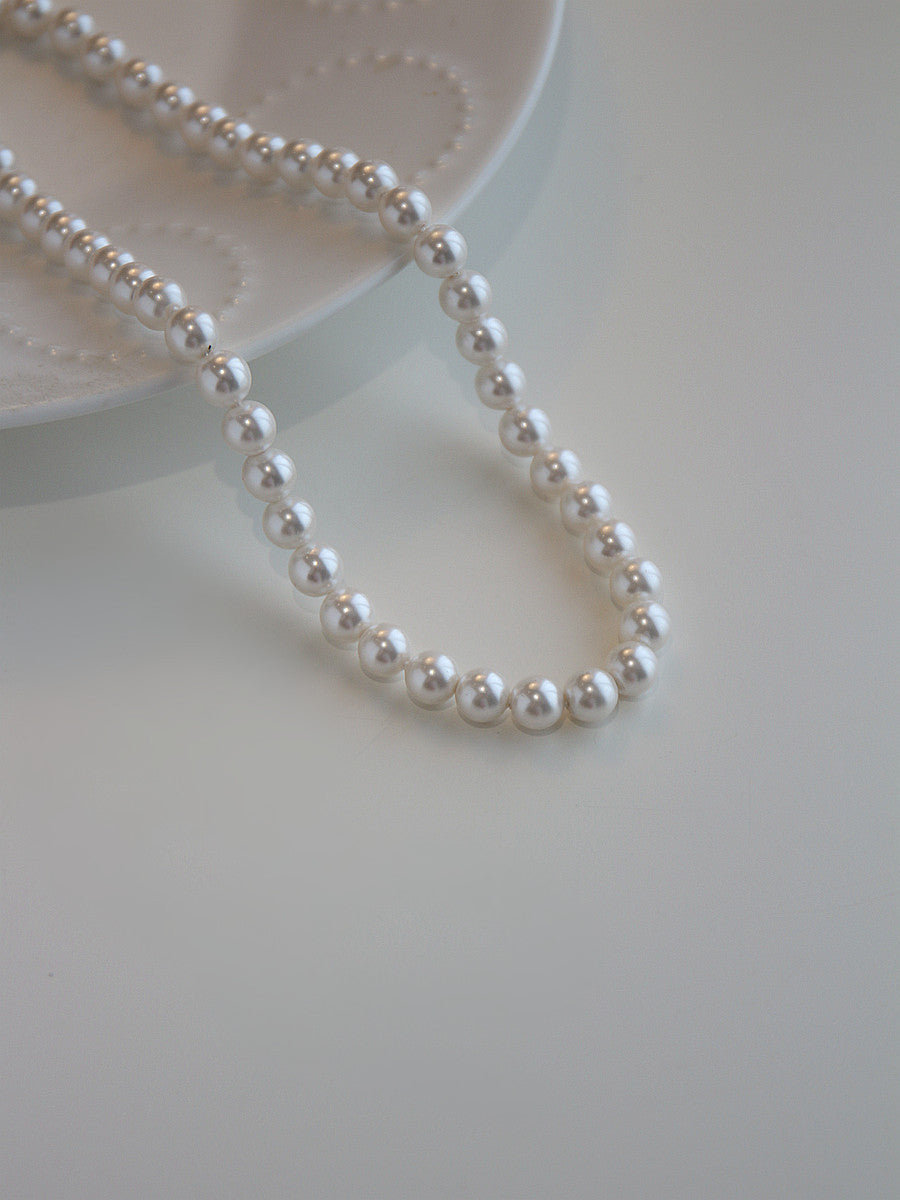 Laziness Plain Pearl Female Niche High Necklaces