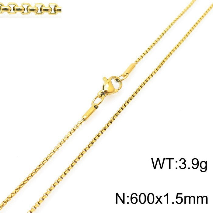 Women's & Men's Stainless Steel Square Pearl Chain Titanium Card Necklaces