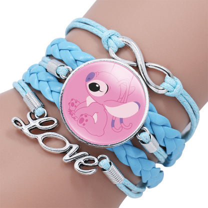 Cartoon Star Stitch Time Stone Leather Bracelets