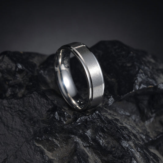 Titanium Steel Wide Step Sand Surface Rings