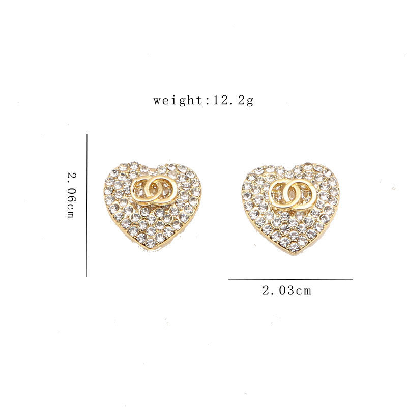 Women's Double Chic Shiny Love Heart Simple Earrings