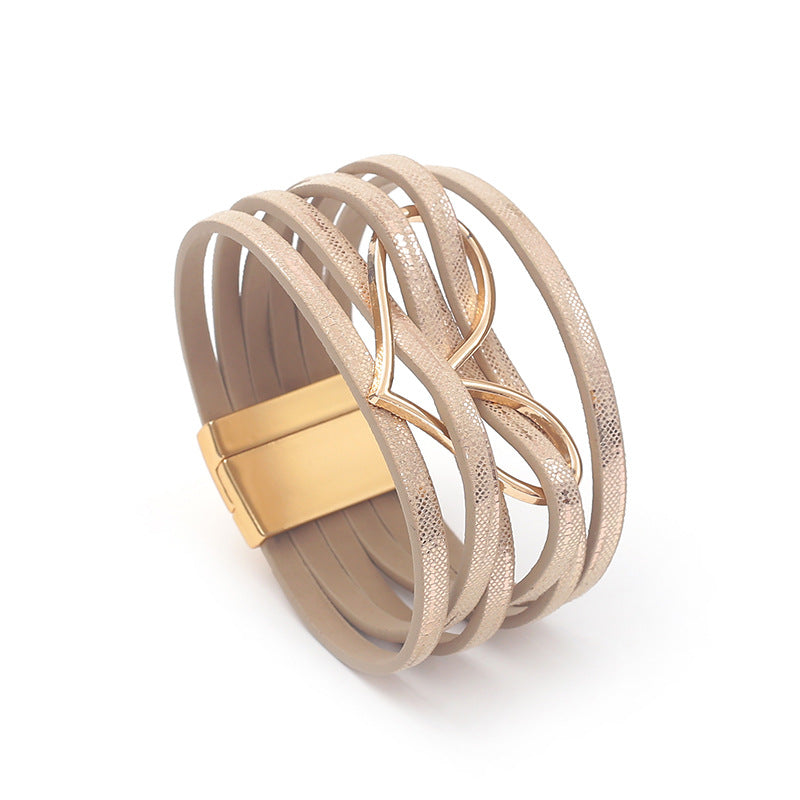 Women's High Quality Leather Fashion Love Heart Color Bracelets