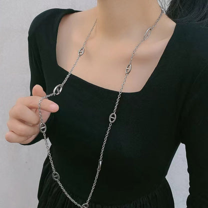 Buckle Long Ornaments Sweater Chain Niche Design Necklaces