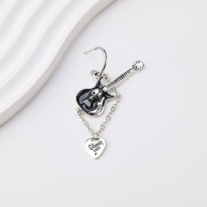 Women's Cold Style Wind Black Guitar Long Earrings