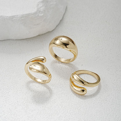 Women's Golden Irregular Opening Niche Trendy Set Graceful Rings