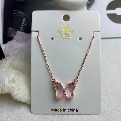 Glass Crystal Butterfly Ear Female Clavicle Necklaces