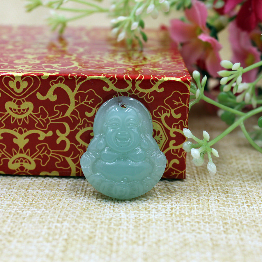 Safety Buckle Imitation Jade Glass White Peace Stall Temple Pendants