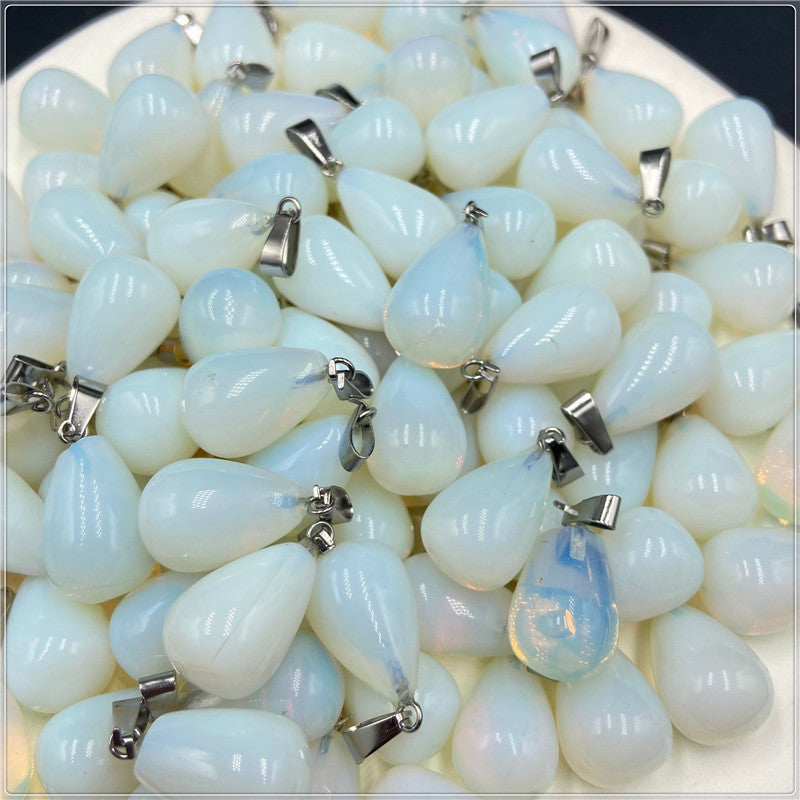 Natural Round Water Droplet Crystal Agate Pendants