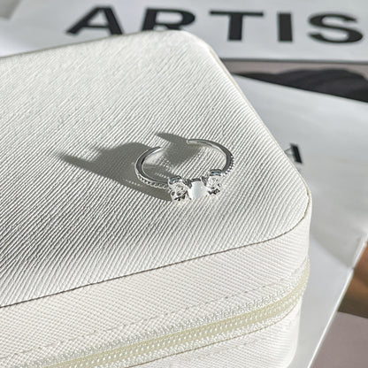 White Bow Geometric Open Female Personality Rings