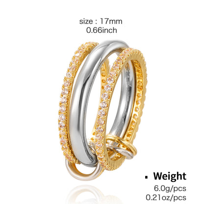 Copper Plated Real Gold Inlaid Zircon Rings