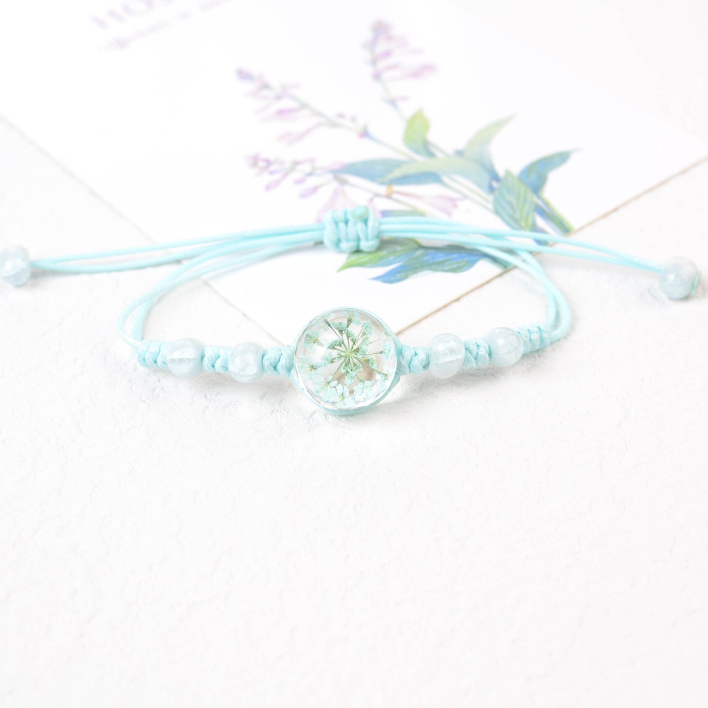 Real Flower Handmade Starry Glass Ball Bracelets