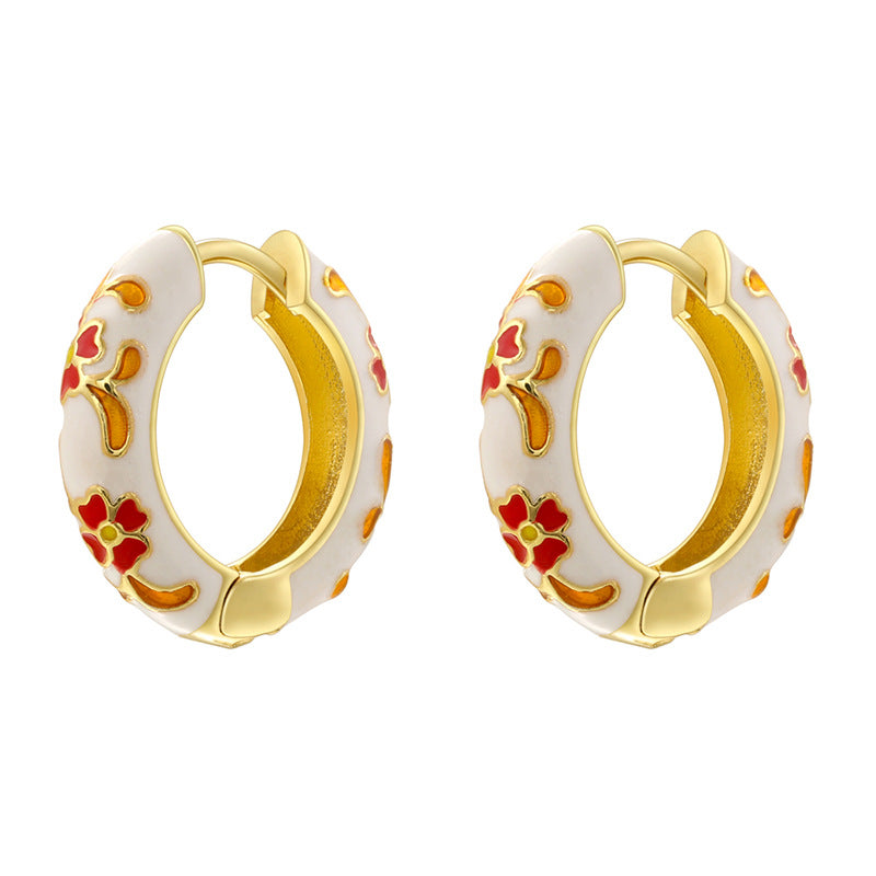 Women's Petals Ear Clip Chinese Style Floral Earrings