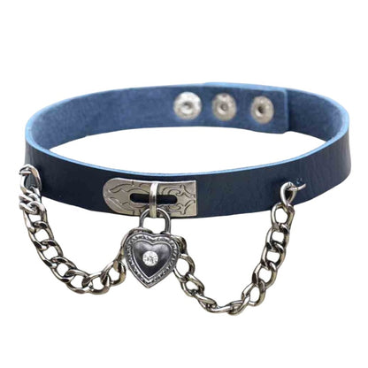 Heart-shaped Lock Punk Leather Chain Exaggerated Necklaces