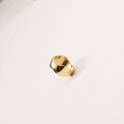 Wide Arc Titanium Steel Electroplating Gold Rings