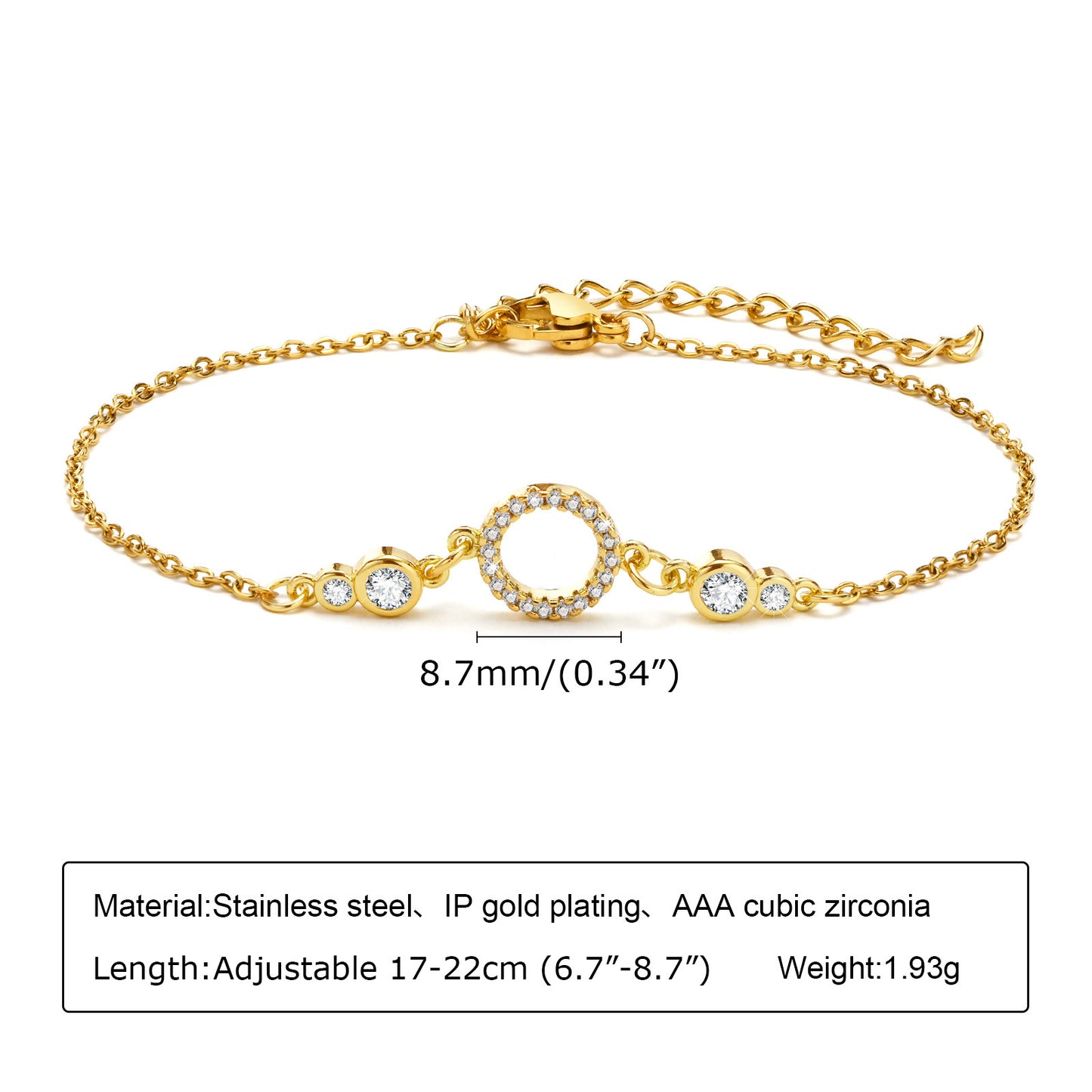 Women's Jewelry Stainless Steel Zircon Adjustable Gold Bracelets