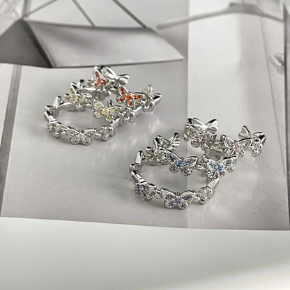 Zircon Butterfly Female Cold Style Sweet Cool Light Luxury Rings