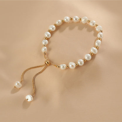 Women's Irregular Freshwater Imitation Pearl Pull-out Adjustable Light Bracelets