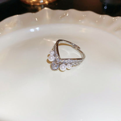 Electroplated Freshwater Pearl Zircon Stitching Butterfly Exquisite Rings