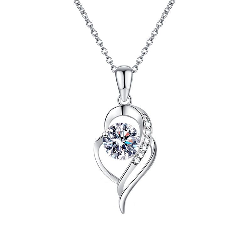 Sterling Sier Moissanite Karat Heart-to-heart High Carbon Stone Valentine's Necklaces