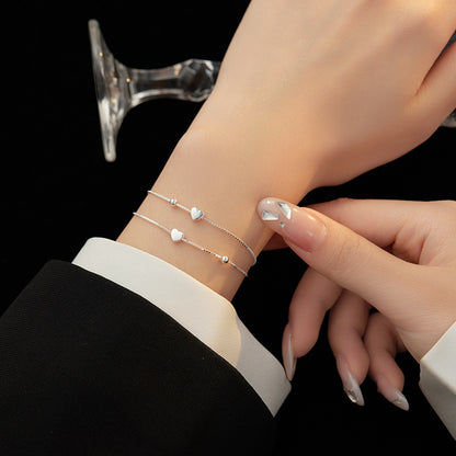 Beads Double Layers Loving Heart Fresh Bracelets