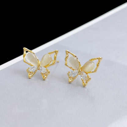 Women's Opal Stone Ear Sier Needle Fashion Earrings