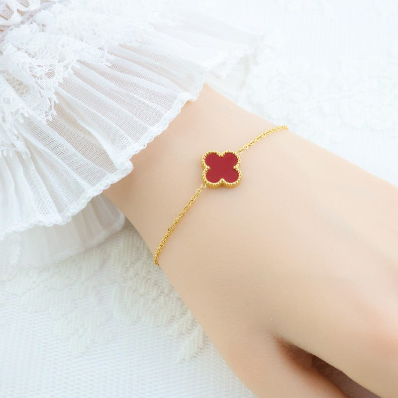 Women's Stainless Steel Four-leaf Clover Single Flower Bracelets