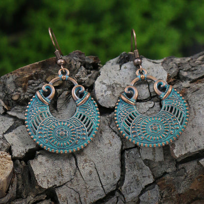 Style Geometric Round Personality Distressed Tribe Earrings