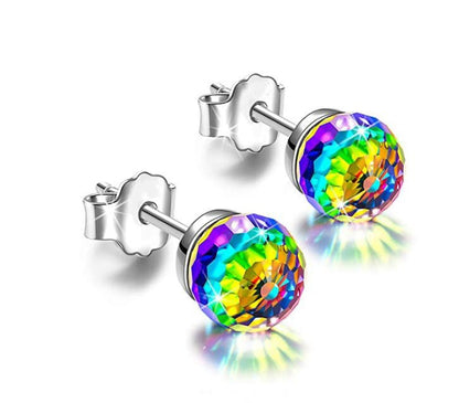 Women's & Men's Seven Colorful Earth Beads Crystal Ball Earrings