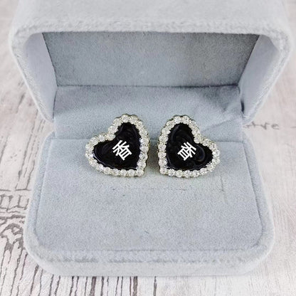 Women's & Men's Quality Collection Trending Rhinestone Letters Sier Earrings