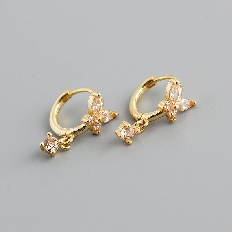 Diamond Sier Ear Clip Gold Personality Earrings