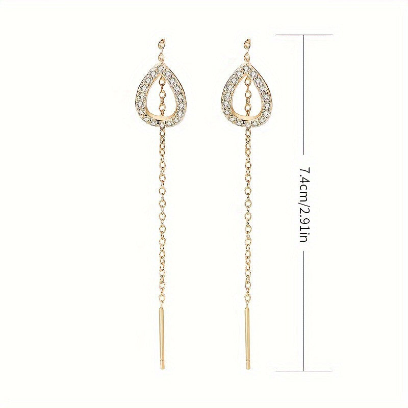 Fashion Temperamental Personalized Water Drops Tassel Long Earrings