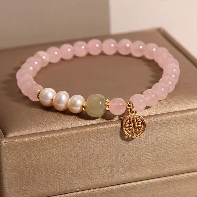 Live Broadcast Pink Crystal Design Blessing Card Bracelets