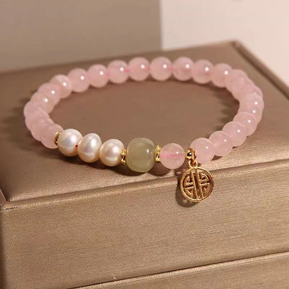 Live Broadcast Pink Crystal Design Blessing Card Bracelets