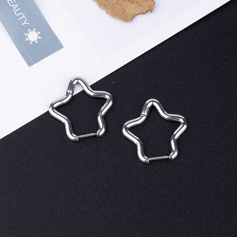 Stainless Steel Trendy Solid Color Fashion Titanium Love Star Earrings