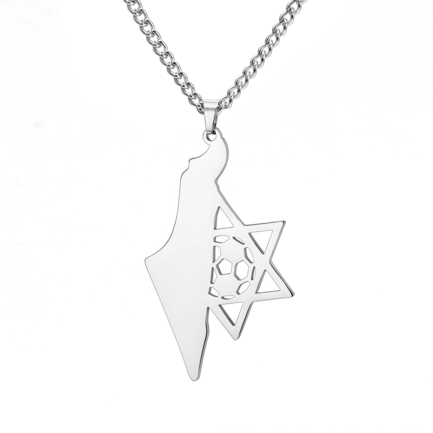 Women's & Men's Titanium Steel Israel Map Star Of Necklaces