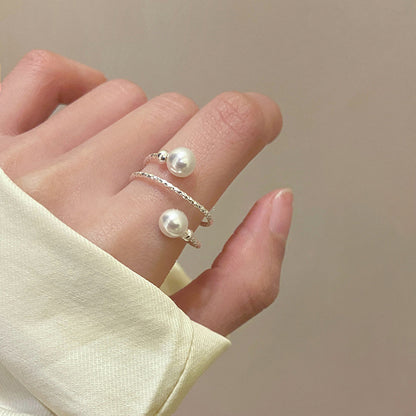 Electroplated Freshwater Pearl Zircon Stitching Butterfly Exquisite Rings