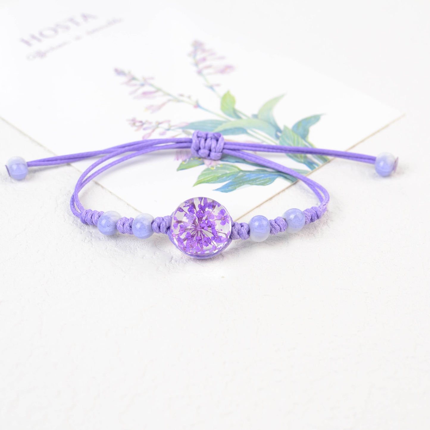 Real Flower Handmade Starry Glass Ball Bracelets