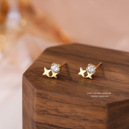 Female Simple And Light Luxury High-grade Personality Super Flash Earrings