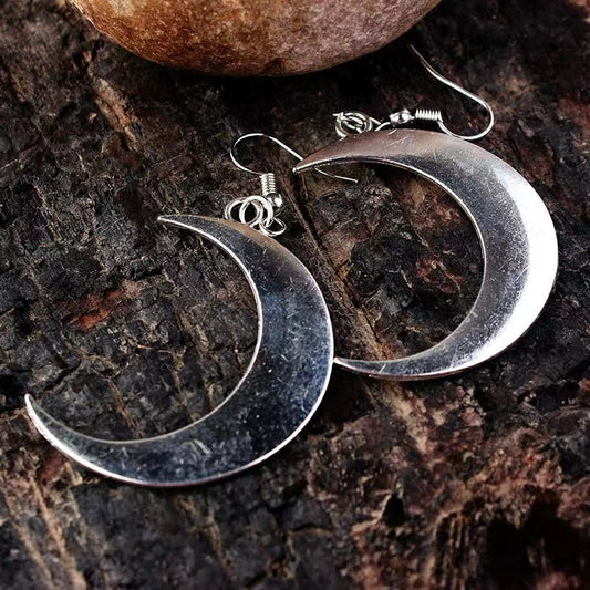 Crescent Mysterious Gothic Moon Witch Celtic Earrings