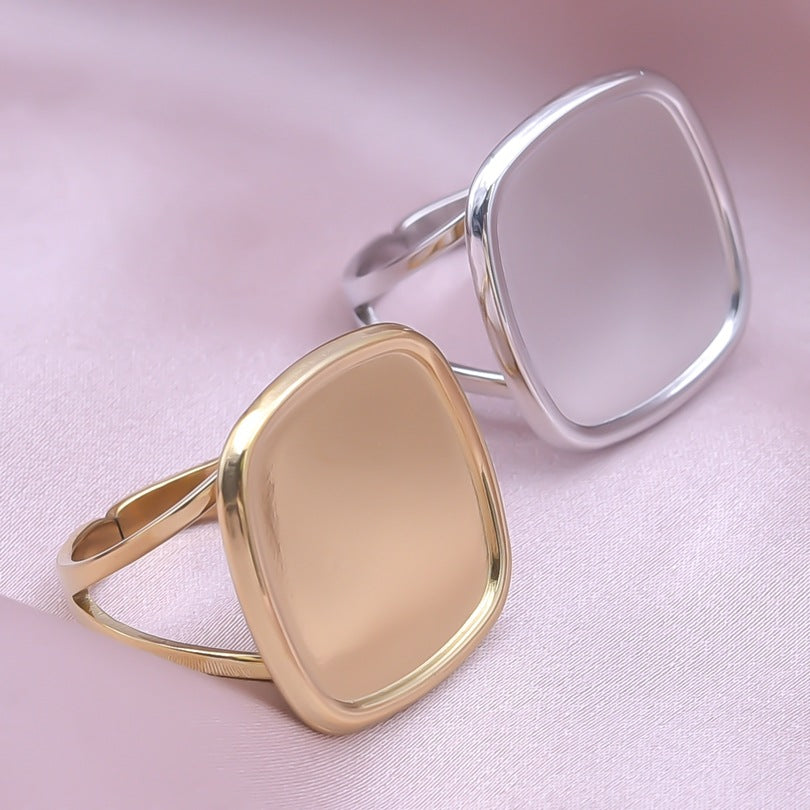 Square Hollow Opening Temperamental Cold Style Rings