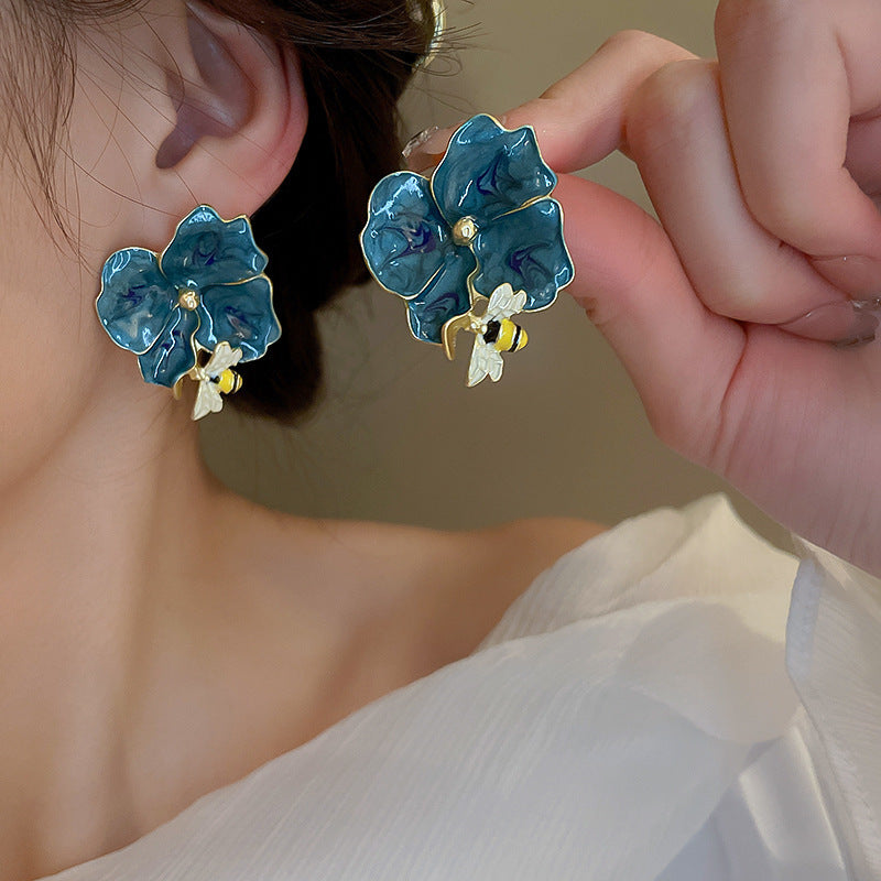 Women's Enamel Oil Painting Style Light Luxury Earrings