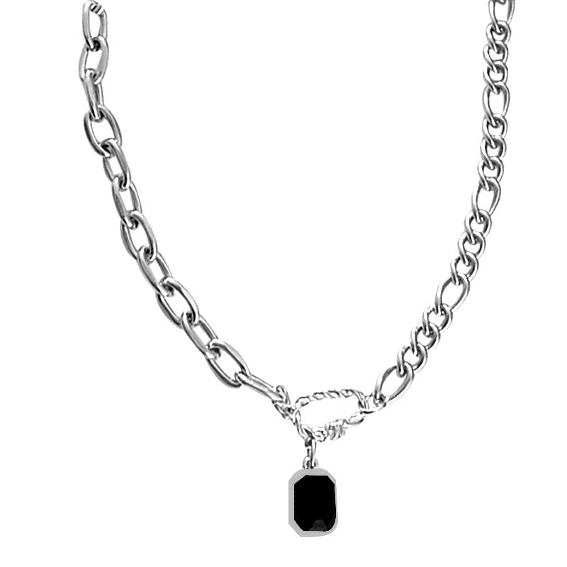 Women's & Men's Small Square Black Diamond Stitching For Necklaces