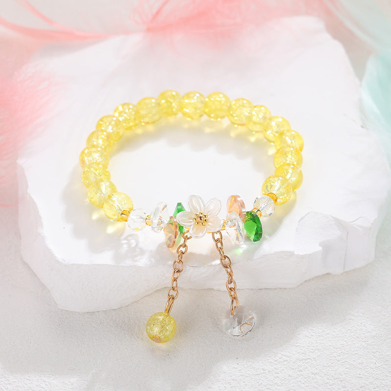 Camellia Little Daisy Crystal Girlfriends Color Glass Chipping Bracelets