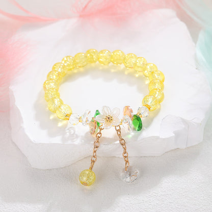 Camellia Little Daisy Crystal Girlfriends Color Glass Chipping Bracelets