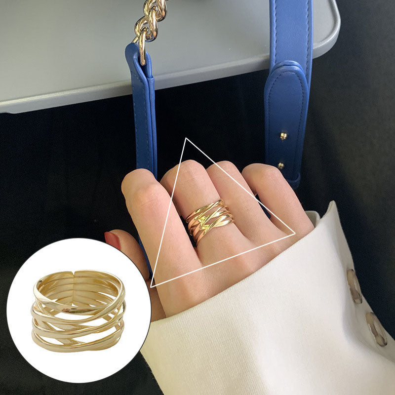 Line Cross Cord For Braiding Female Simple Irregular Wide Rings