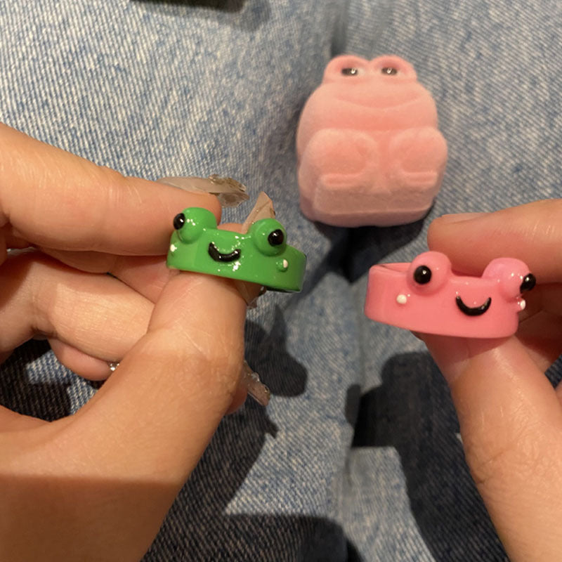 Convenience Store Cute Cartoon Frog Shape Rings